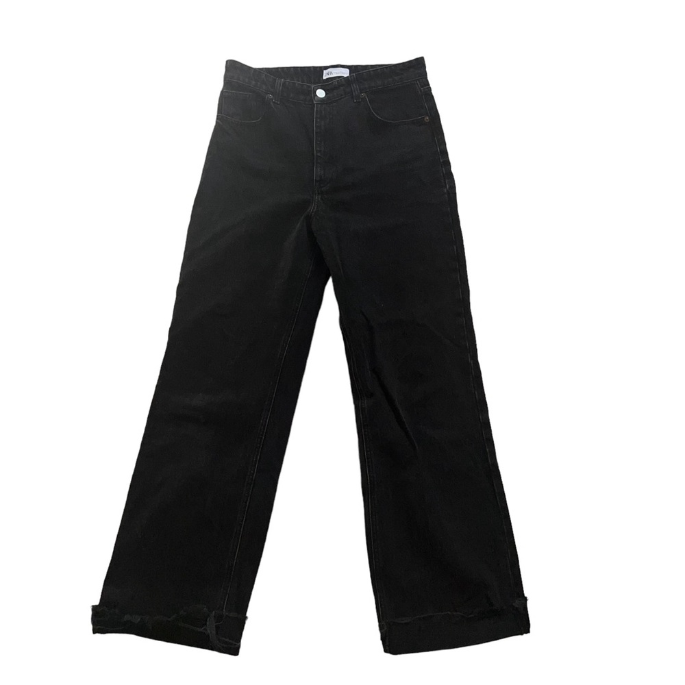 Zara Wide Leg Black Jeans Size 10